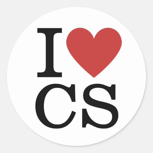 I ❤️ Love CS Computer Science Faculty/Student Classic Round Sticker (Front)