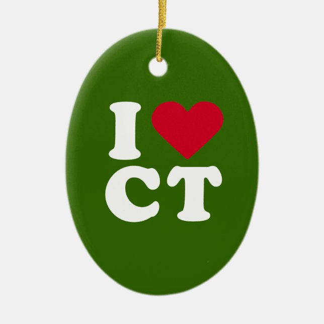 I LOVE CT CERAMIC ORNAMENT (Front)