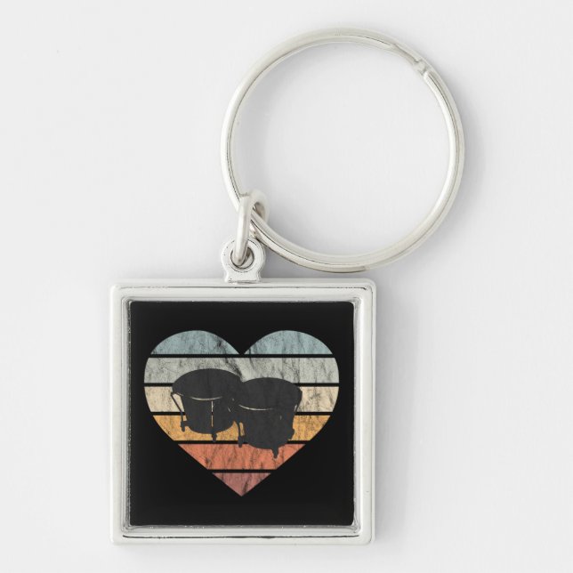 I Love Cuban Bongo Drums Keychain (Front)