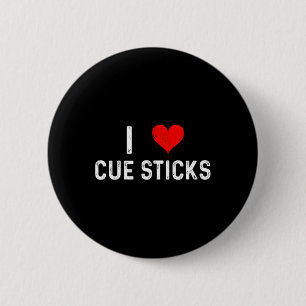 I Love Cue Sticks - Heart - Distressed Billiards P Button