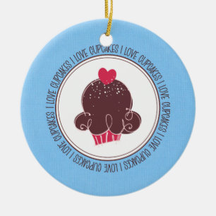 I Love Cupcakes Ceramic Christmas Ornaments