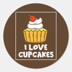 I Love Cupcakes Cute Lover Cupcake Eat  Classic Round Sticker