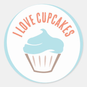 I Love Cupcakes Sticker   Cupcake Bakery Label