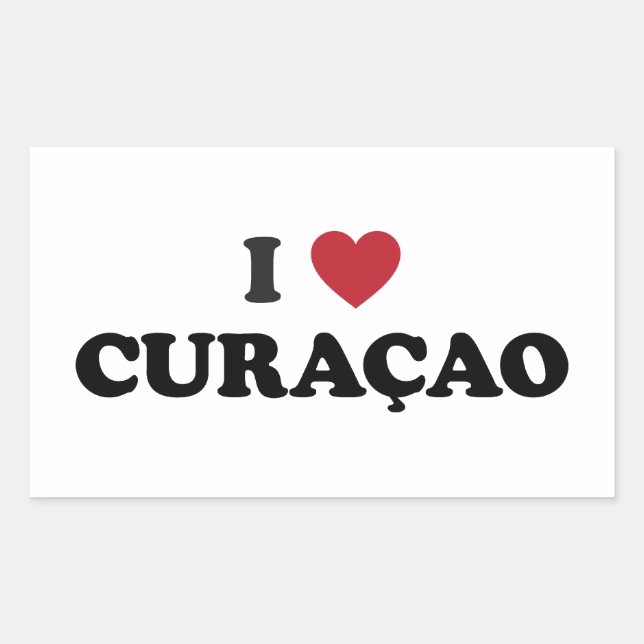 I Love Curaçao Rectangular Sticker (Front)