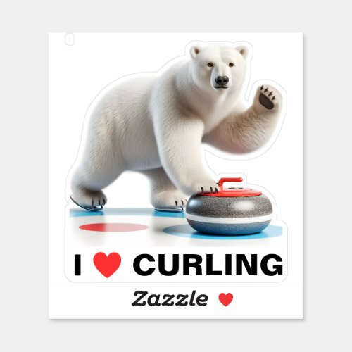 I love curling polar bear sticker