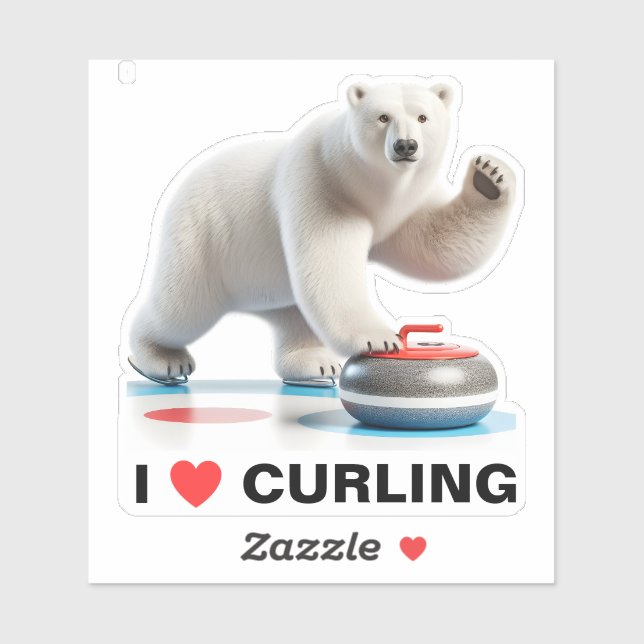I love curling polar bear sticker (Sheet)