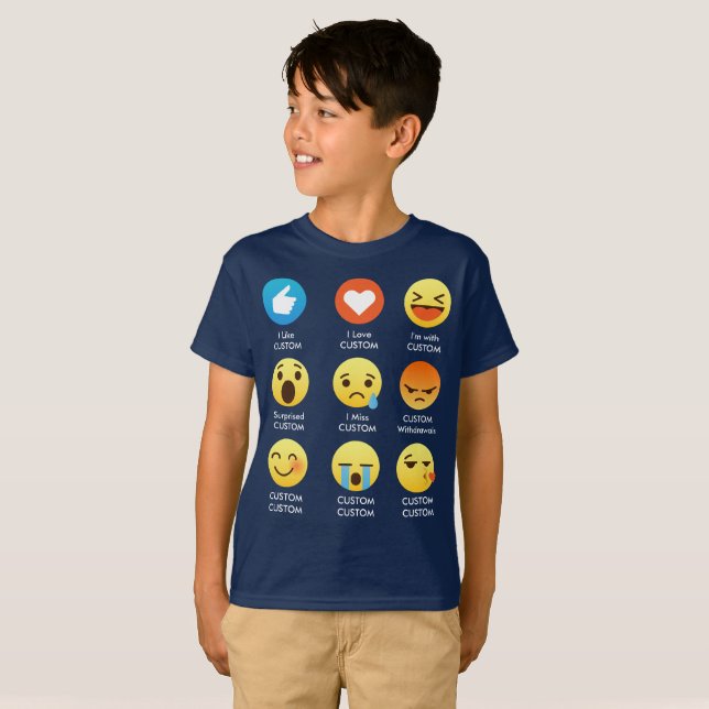 I Love CUSTOMIZABLE Emoticons (emoji) Sayings T-Shirt (Front Full)