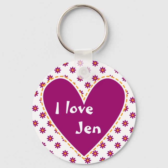 "I love" - Customize with your name Keychain (Front)