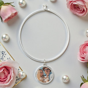 I Love Cute Heart Couples Personalized Bangle Bracelet