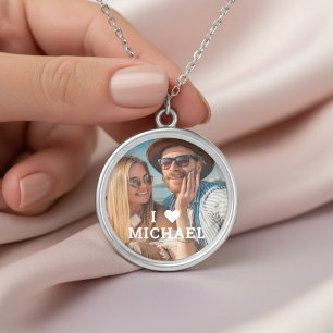 I Love Cute Heart Couples Personalized Silver Plated Necklace