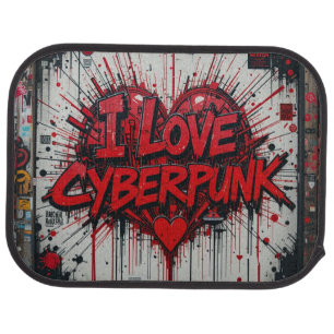 I Love Cyberpunk Graffiti Car Mats