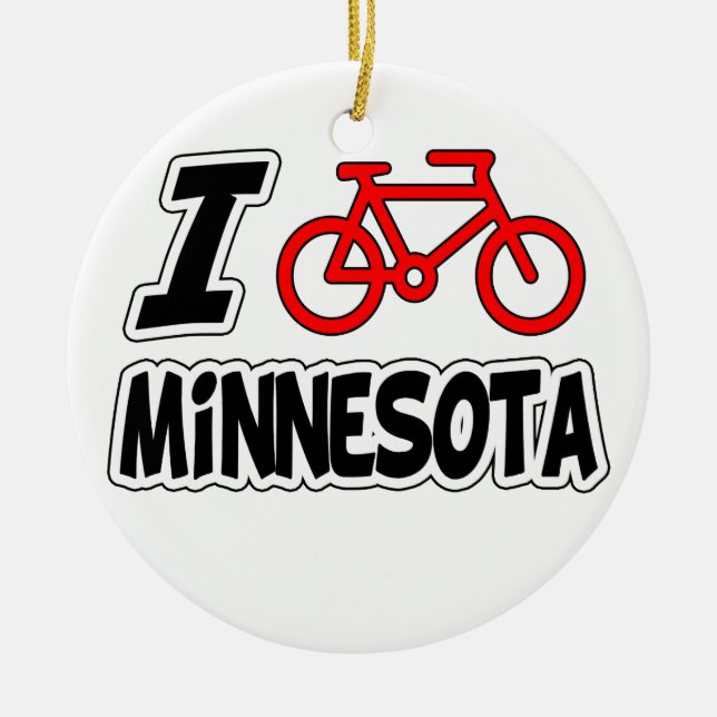 I Love Cycling Minnesota Ceramic Ornament (Front)