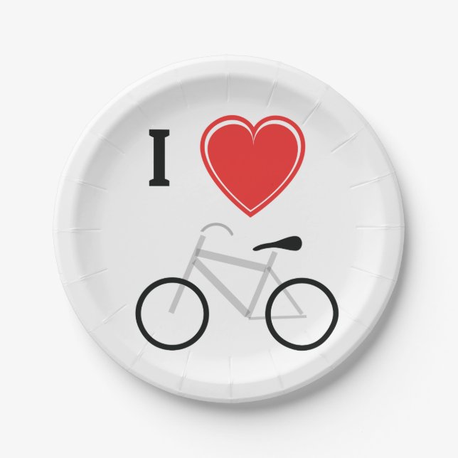 I Love Cycling Paper Plates (Front)