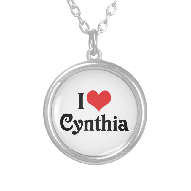 I Love Cynthia Silver Plated Necklace (Front)