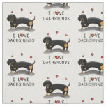 I Love Dachshunds (black and tan) Cute dog Fabric