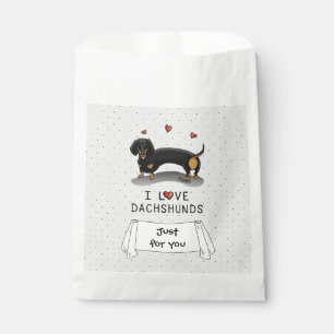 I Love Dachshunds (black and tan) Cute dog Favor Bag