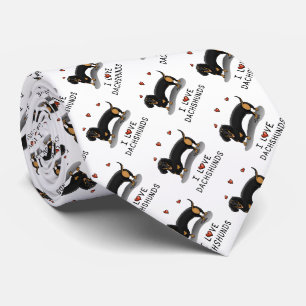 I Love Dachshunds (black and tan) Cute dog Neck Tie