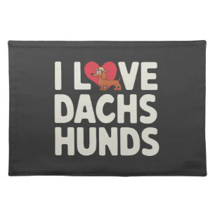 I Love Dachshunds Cute Cartoon Cloth Placemat