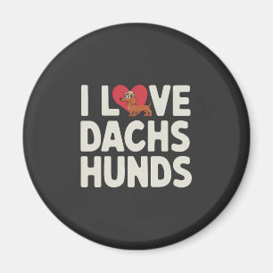 I Love Dachshunds Cute Cartoon Magnet