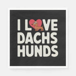 I Love Dachshunds Cute Cartoon Napkins