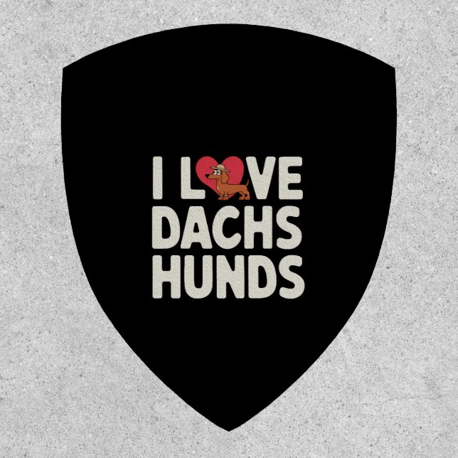 I Love Dachshunds Cute Cartoon Patch (Front)