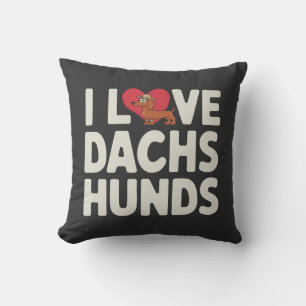 I Love Dachshunds Cute Cartoon Throw Pillow