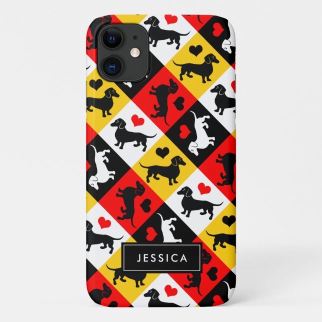 I Love Dachshunds Cute Doxie Pattern Case-Mate iPhone Case (Back)