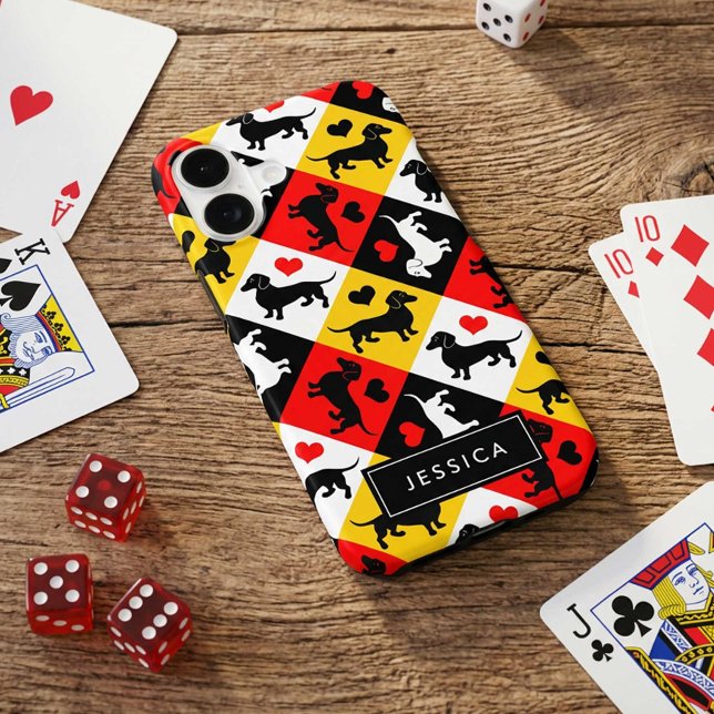 I Love Dachshunds Cute Doxie Pattern Case-Mate iPhone Case (Creator Uploaded)