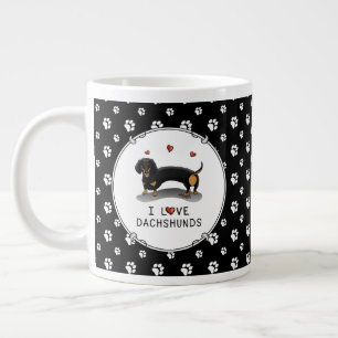 I Love Dachshunds Dachsies (black and tan) Cute Giant Coffee Mug