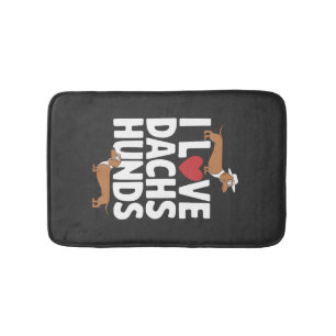 I Love Dachshunds Fun Graphic for Dog Lovers Bath Mat