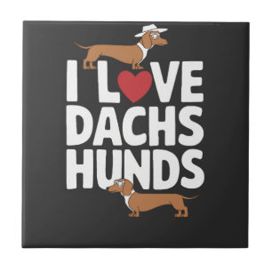 I Love Dachshunds Fun Graphic for Dog Lovers Ceramic Tile