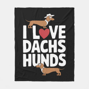 I Love Dachshunds Fun Graphic for Dog Lovers Fleece Blanket
