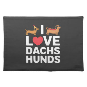 I Love Dachshunds Fun Illustration with Cool Cloth Placemat