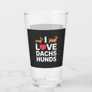 I Love Dachshunds Fun Illustration with Cool Glass