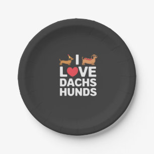 I Love Dachshunds Fun Illustration with Cool Paper Plates