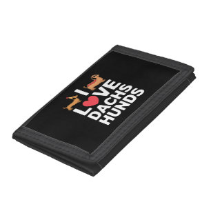 I Love Dachshunds Fun Illustration with Cool Tri-fold Wallet