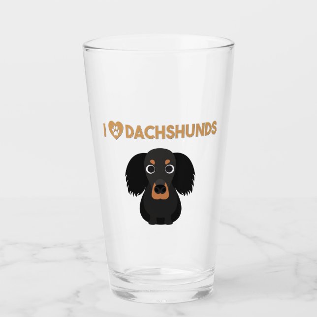 I LOVE DACHSHUNDS GLASS (Front)