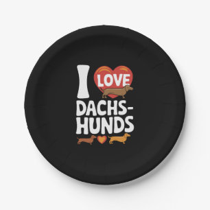 I Love Dachshunds Heartwarming Pet Lovers Design Paper Plates
