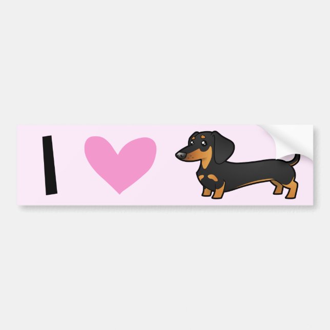 I Love Dachshunds (smooth coat) Bumper Sticker (Front)