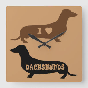 I Love Dachshunds Square Wall Clock