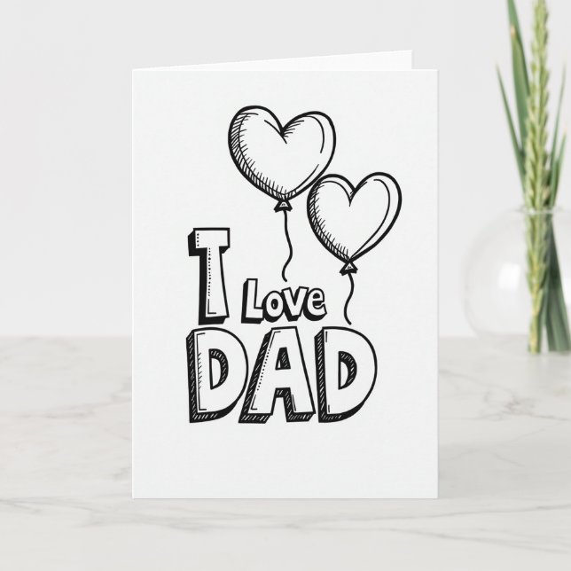 I Love Dad Art Fathers Day Card (Front)