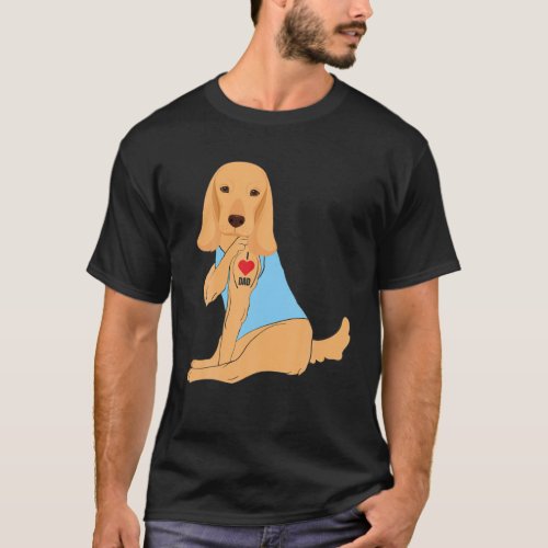 I Love Dad _ Dog Heart Tattoo Cocker Spaniel T_Shirt