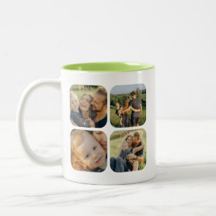 I Love Dad Family Photo Collage Father's Day Two-Tone Coffee Mug