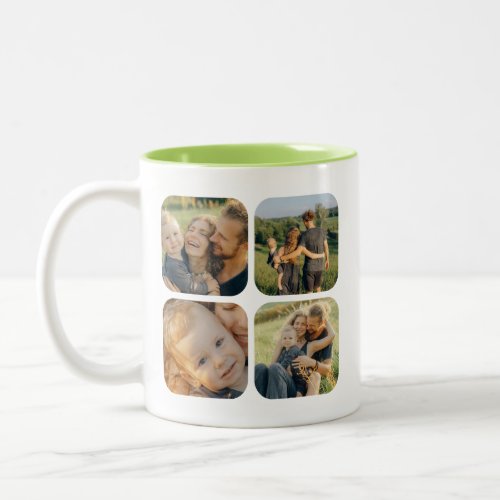 I Love Dad Family Photo Collage Fathers Day Two_Tone Coffee Mug