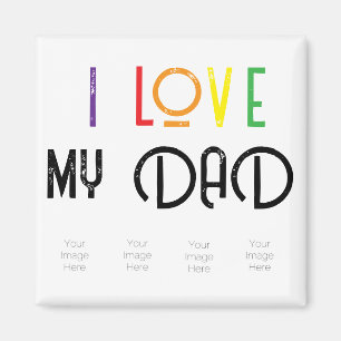 I Love Dad Magnet – Custom Rainbow text