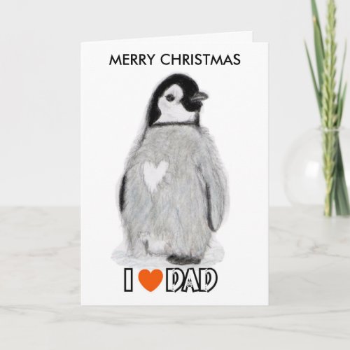 I LOVE DAD PENGUIN Christmas art card Munich