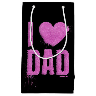 I Love Dad Pink Glitter Typography   Gift Bag