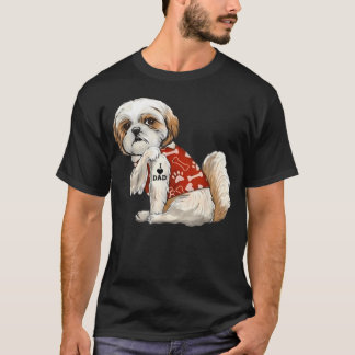 I Love Dad Tattoo Shih Tzu Dad Funny Father's T-Shirt