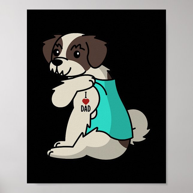 I Love Dad Tattoo Shih Tzu Father Dog  Poster (Front)