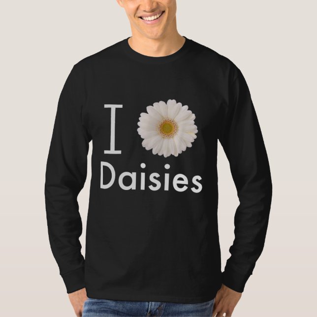 I Love Daisies Gerber Daisy White Flower T-Shirt (Front)